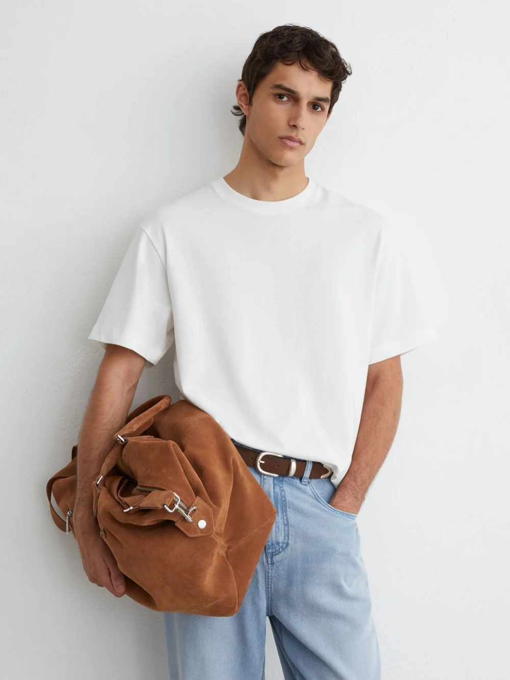 Reiss White Cotton Carlo-print Relaxed-fit T-shirt, view 3