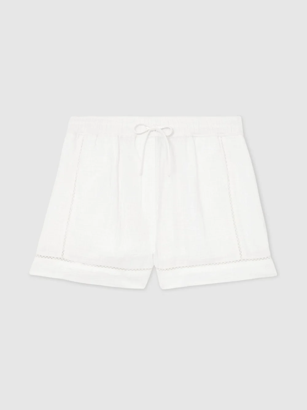 Reiss White Cotton Cheesecloth Stitch-detail Shorts, view 2
