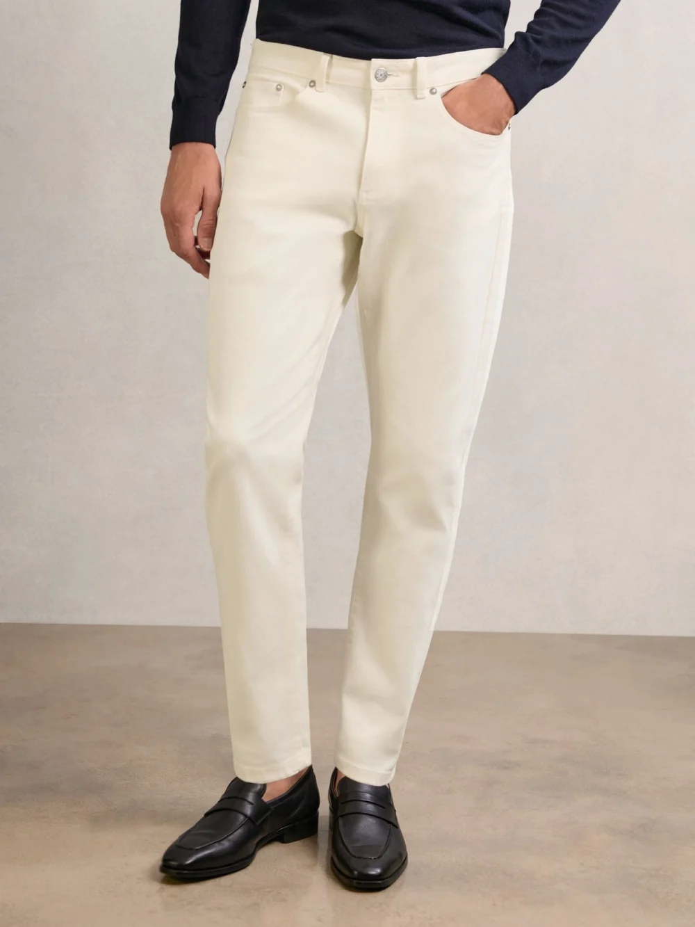 Reiss White Cotton Cropped Jeans, view 4