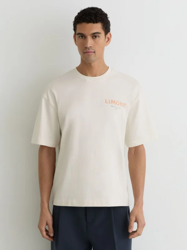 Reiss White Cotton Lemon-print Relaxed-fit T-shirt