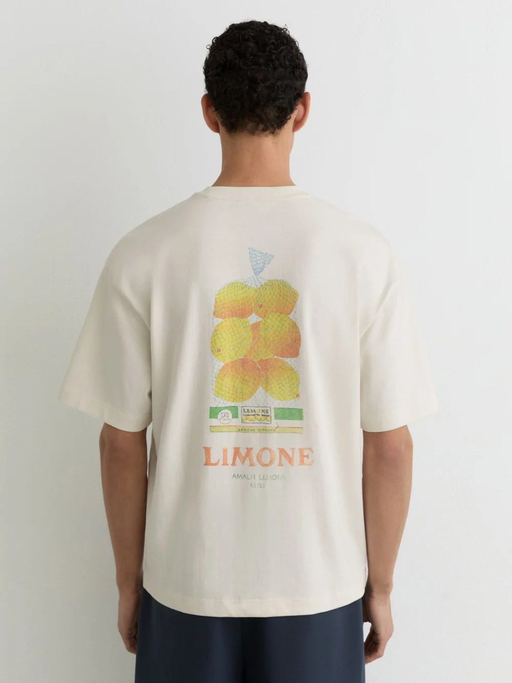 Reiss White Cotton Lemon-print Relaxed-fit T-shirt, view 3