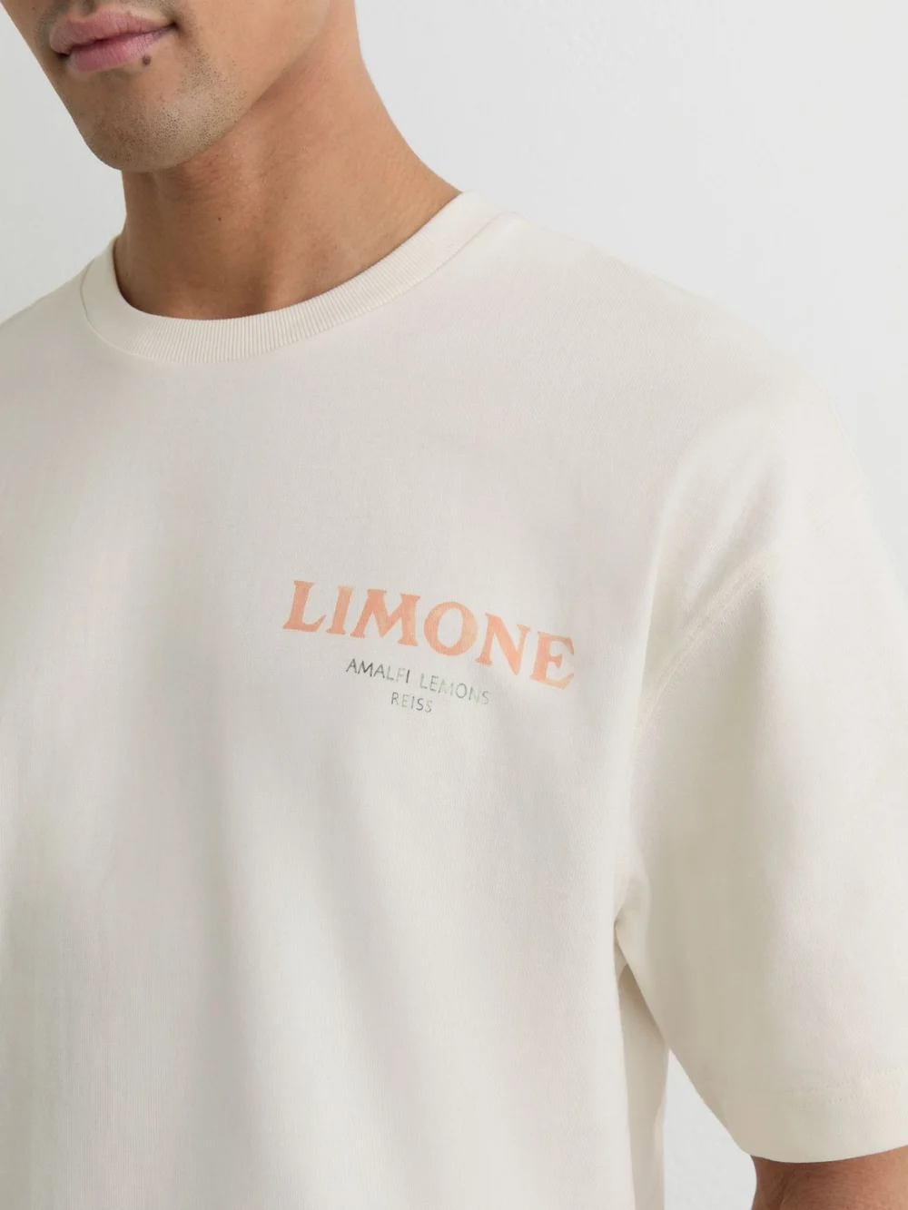 Reiss White Cotton Lemon-print Relaxed-fit T-shirt, view 4