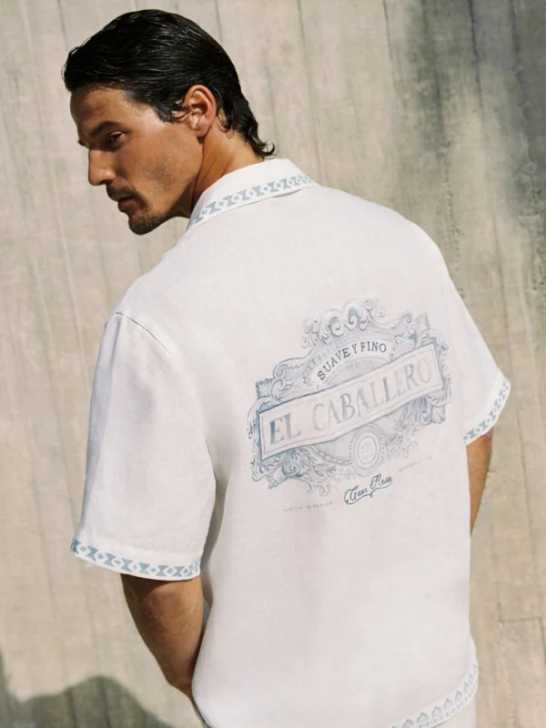Reiss White Cotton-linen Slogan-print Shirt
