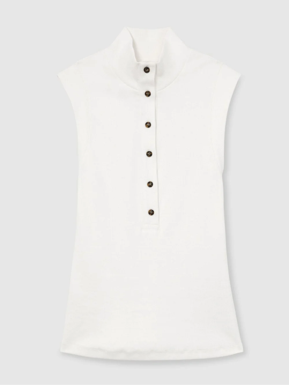 Reiss White Cotton-stretch Buttoned Funnel-neck Vest, view 2