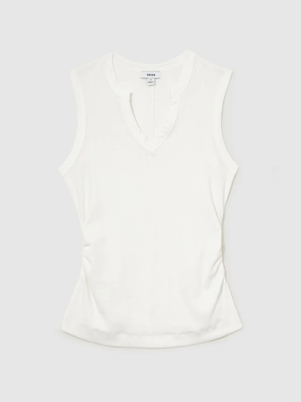 Reiss White Cotton-stretch Notch-detail Vest, view 2