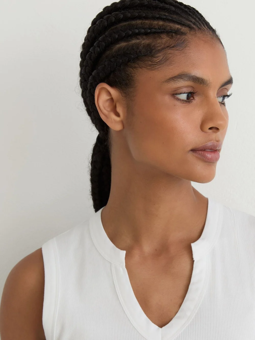 Reiss White Cotton-stretch Notch-detail Vest, view 3