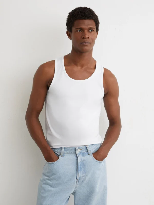 Reiss White Cotton Stretch Vest