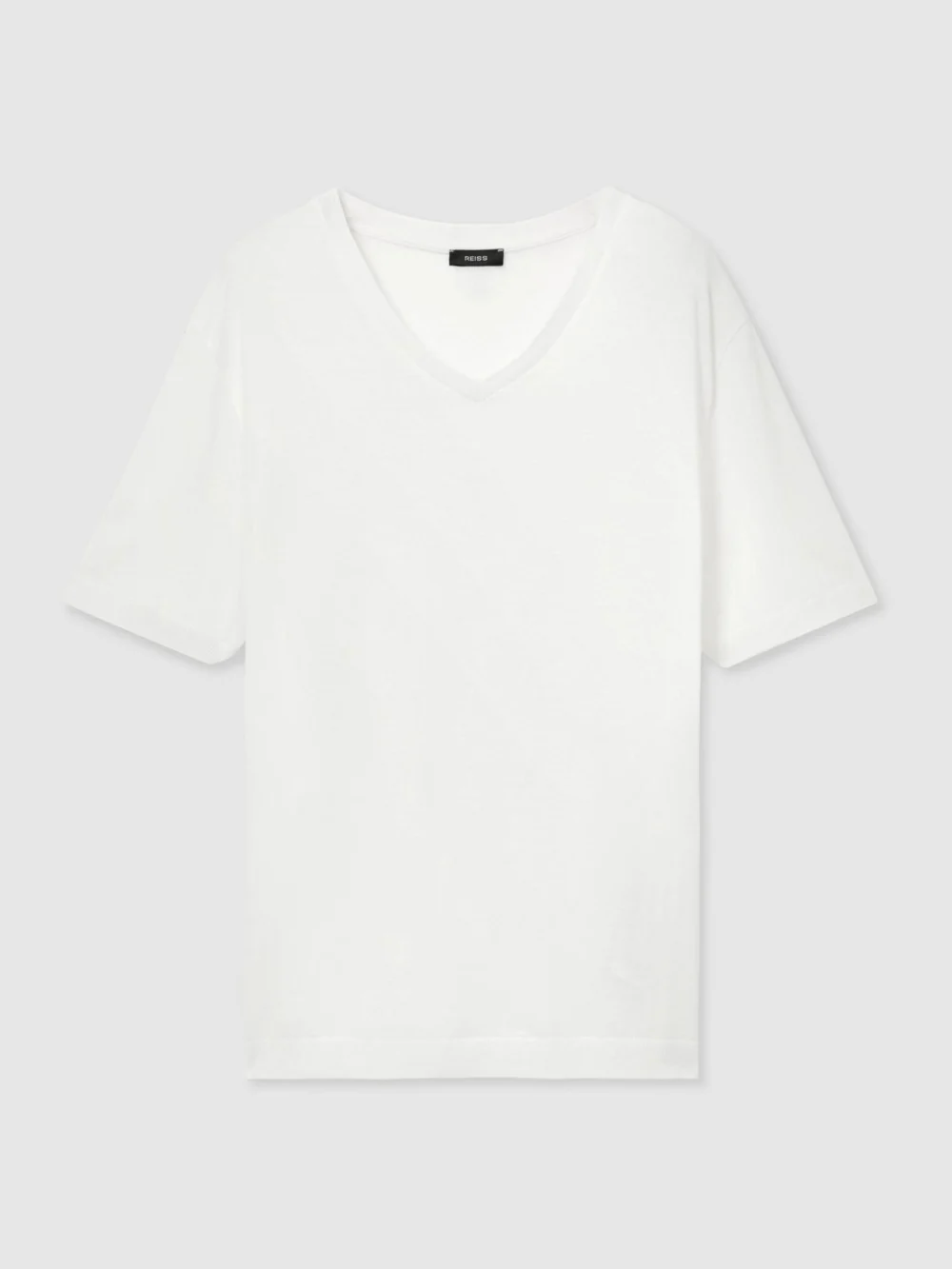Reiss White Cotton- V-neck Tailored-fit T-shirt, view 2