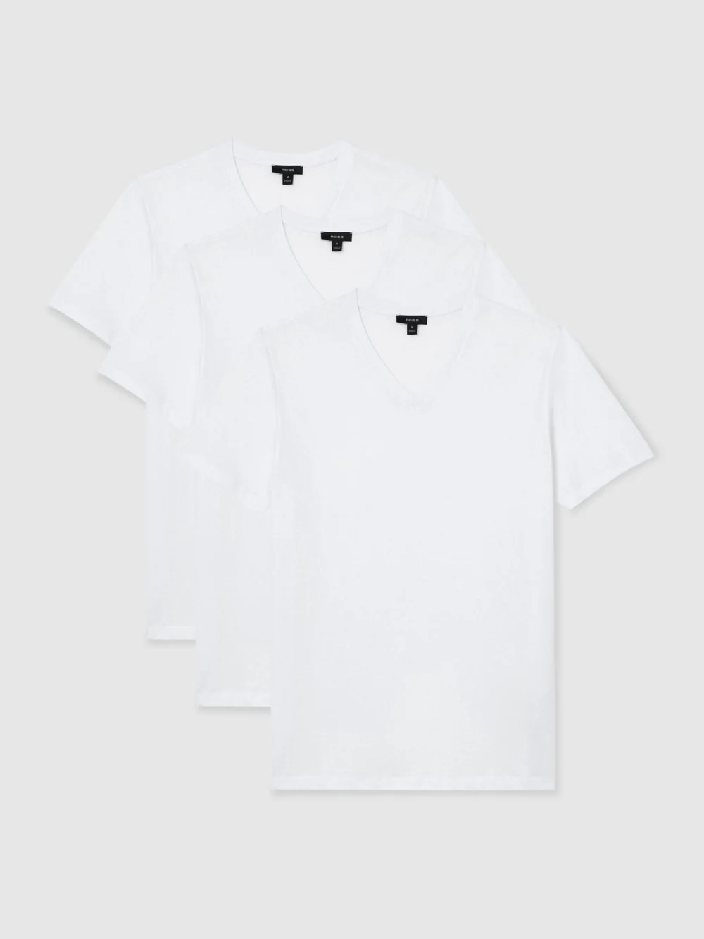 Reiss White Dayton Pack-pack Cotton V-neck Tailored-fit T-shirts, view 2