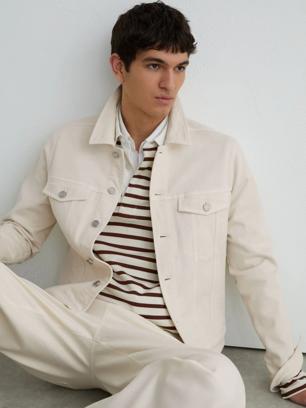 Reiss White Denim Trucker Jacket