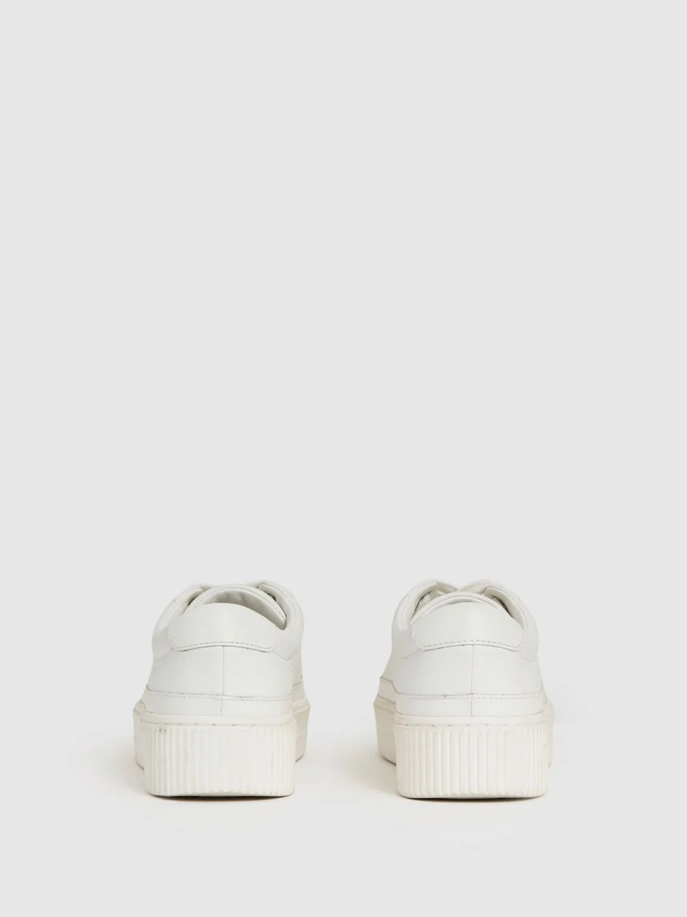 Reiss White Grained Leather Platform Trainers, view 4