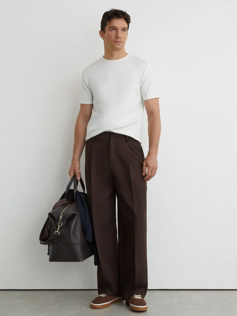 Reiss White Interlock Jersey Crew Neck T-shirt, view 4