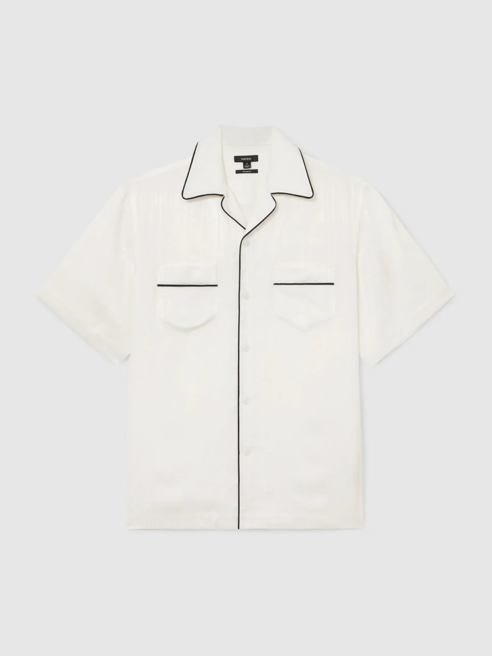 Reiss White Jacquard-stripe Piped Shirt, view 2