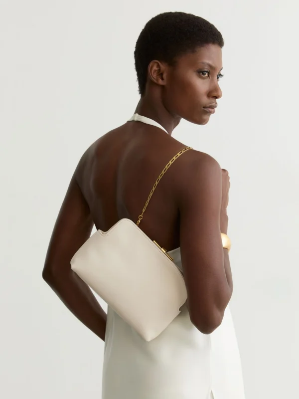 Reiss White Leather Frame Clutch Bag,