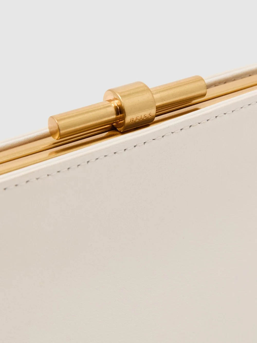 Reiss White Leather Frame Clutch Bag,, view 4