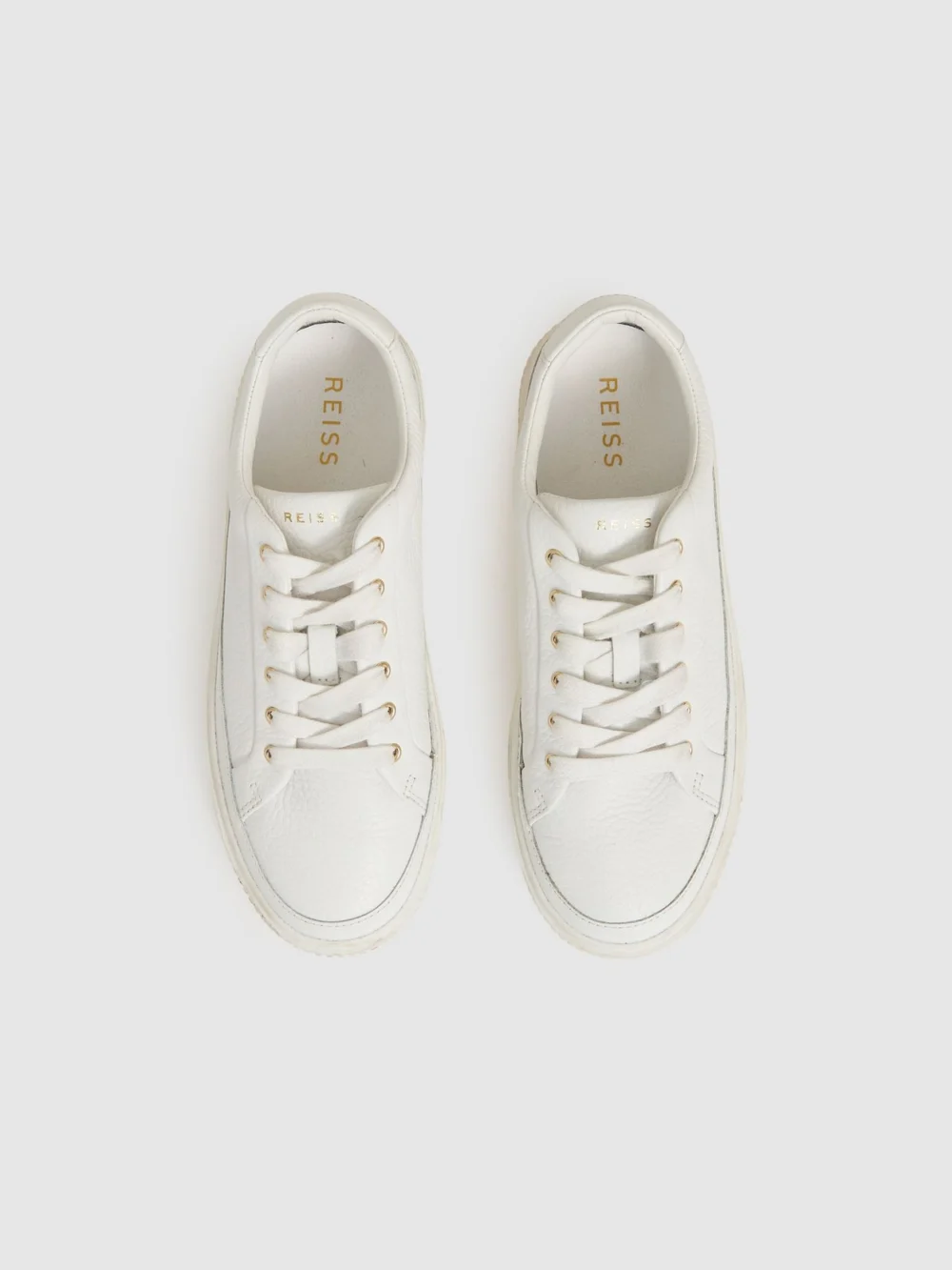 Reiss White Leather Low-top Platform Trainers, view 2