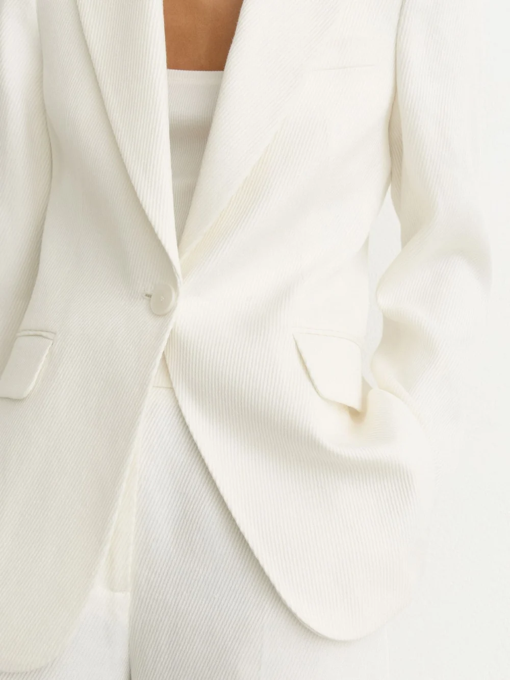 Reiss White Linen-blend Single-breasted Suit Jacket, view 4
