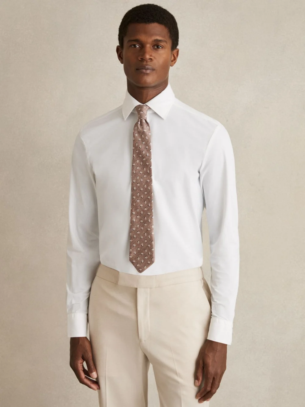 Reiss White Long-sleeve Slim-fit Travel Shirt, view 4