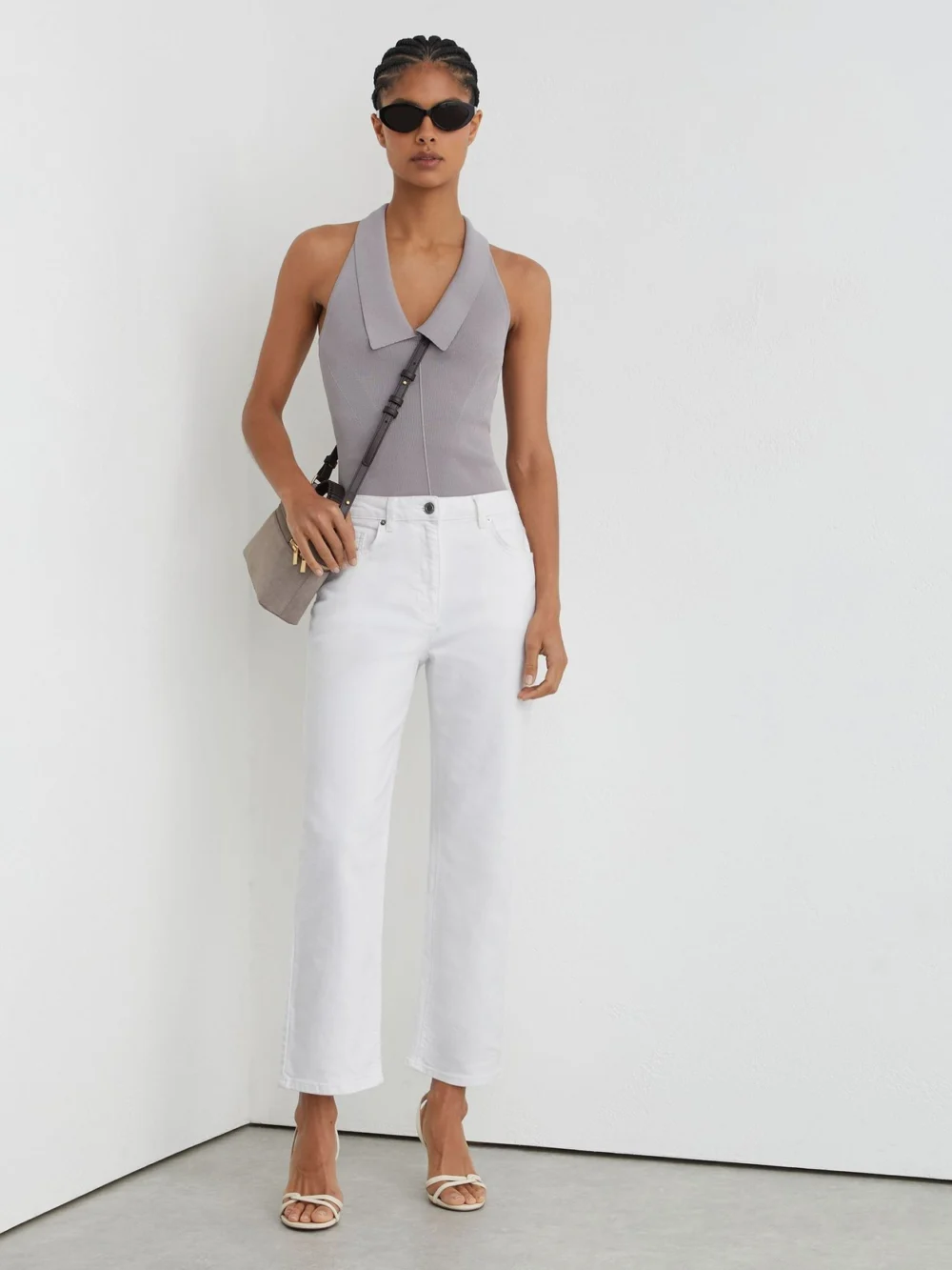 Reiss White Mid-rise Straight-leg Jeans