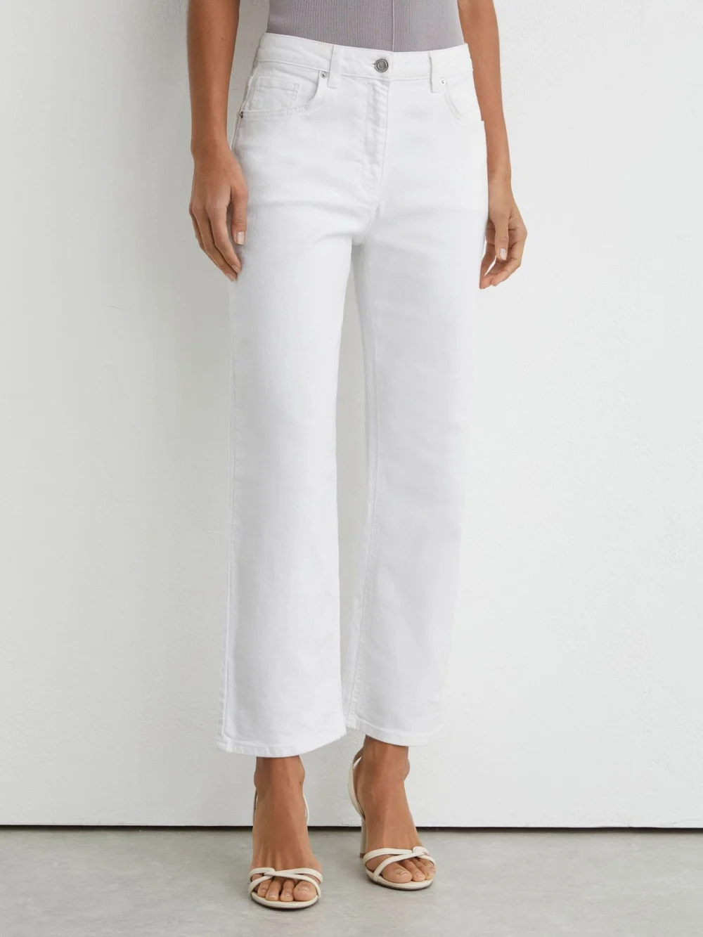 Reiss White Mid-rise Straight-leg Jeans, view 3