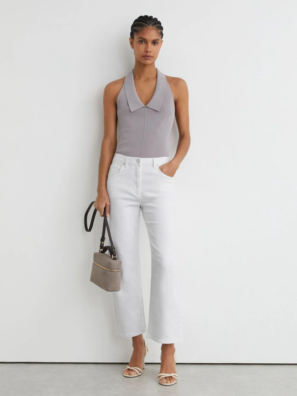 Reiss White Mid-rise Straight-leg Jeans, view 5