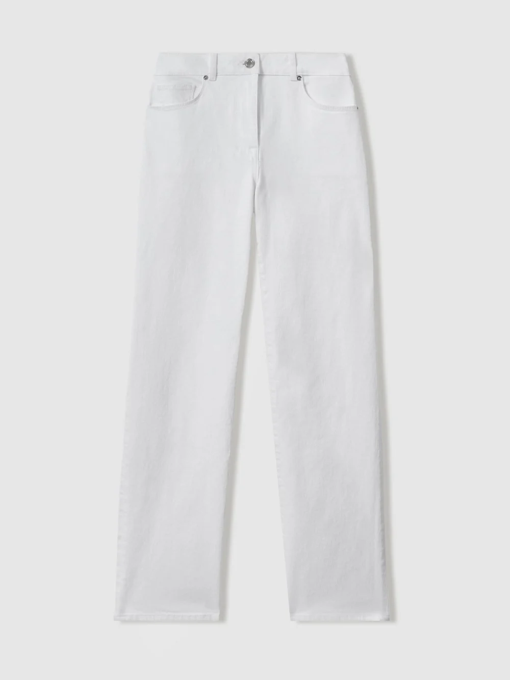 Reiss White Mid-rise Straight-leg Jeans, view 6