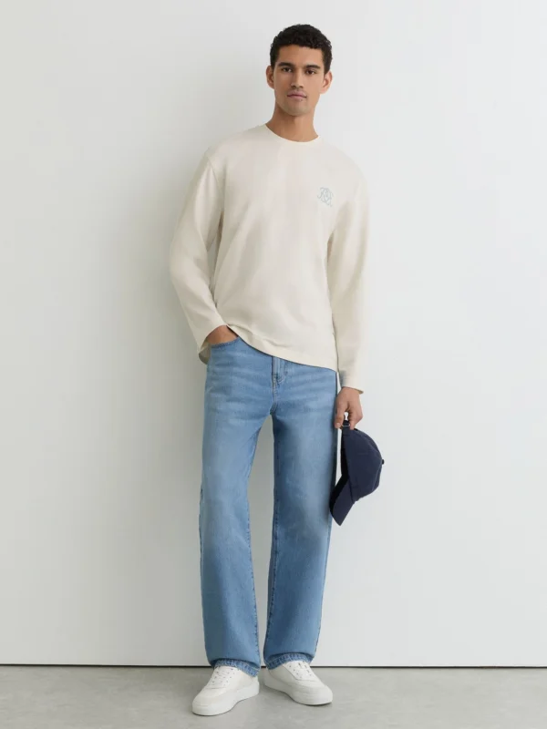 Reiss White Monogram Butter-print Long-sleeve Relaxed T-shirt