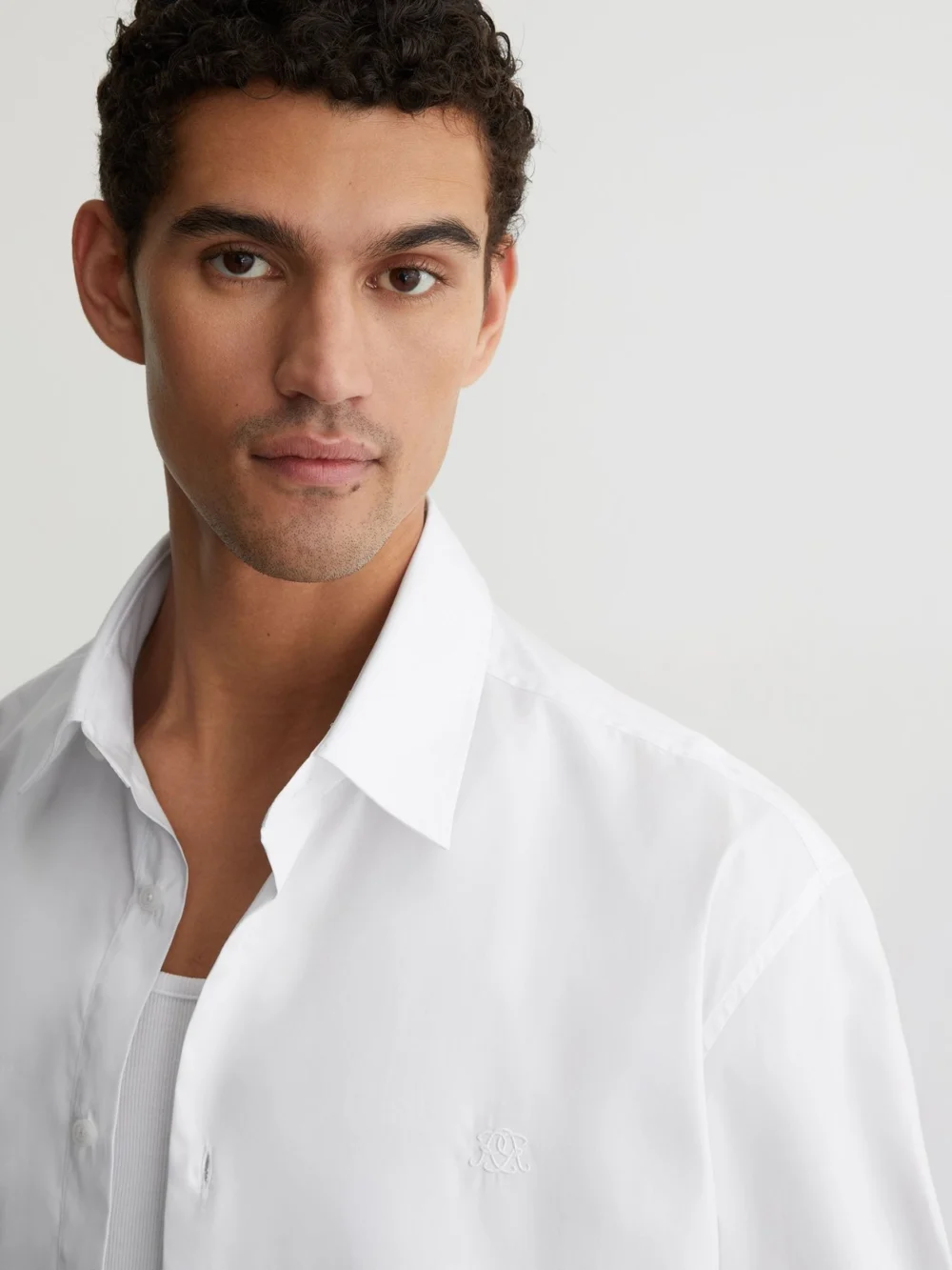 Reiss White Monogram-embroidered Relaxed-fit Shirt Cotton, view 3