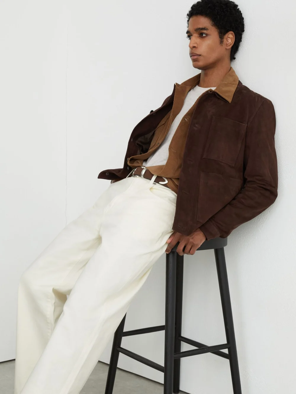 Reiss White Monogram Relaxed-fit Jeans, view 3