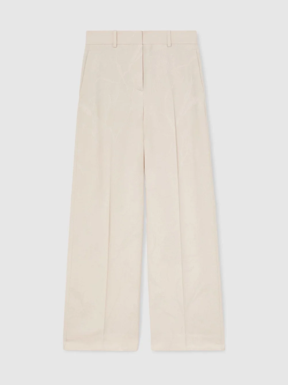 Reiss White Petite Jacquard Wide-leg Suit Trousers, view 2