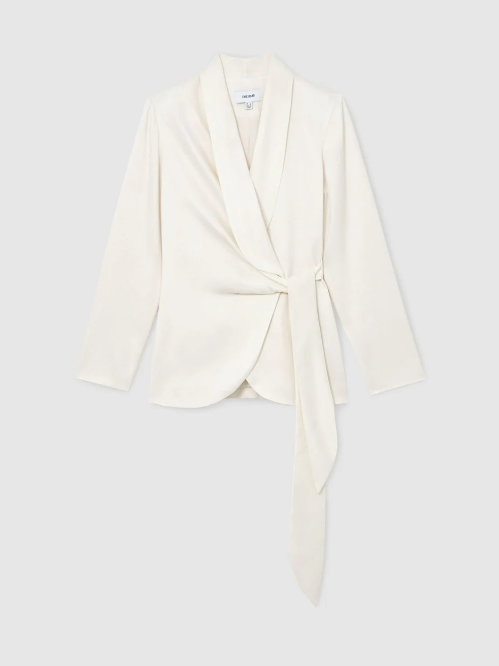 Reiss White Petite Tie-front Wrap Suit Jacket, view 6