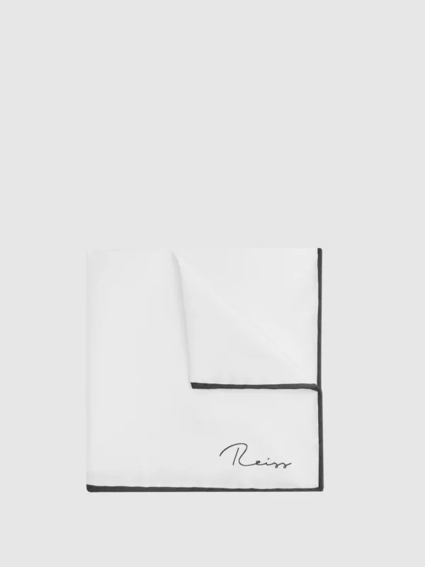 Reiss White Plain Silk Pocket Square