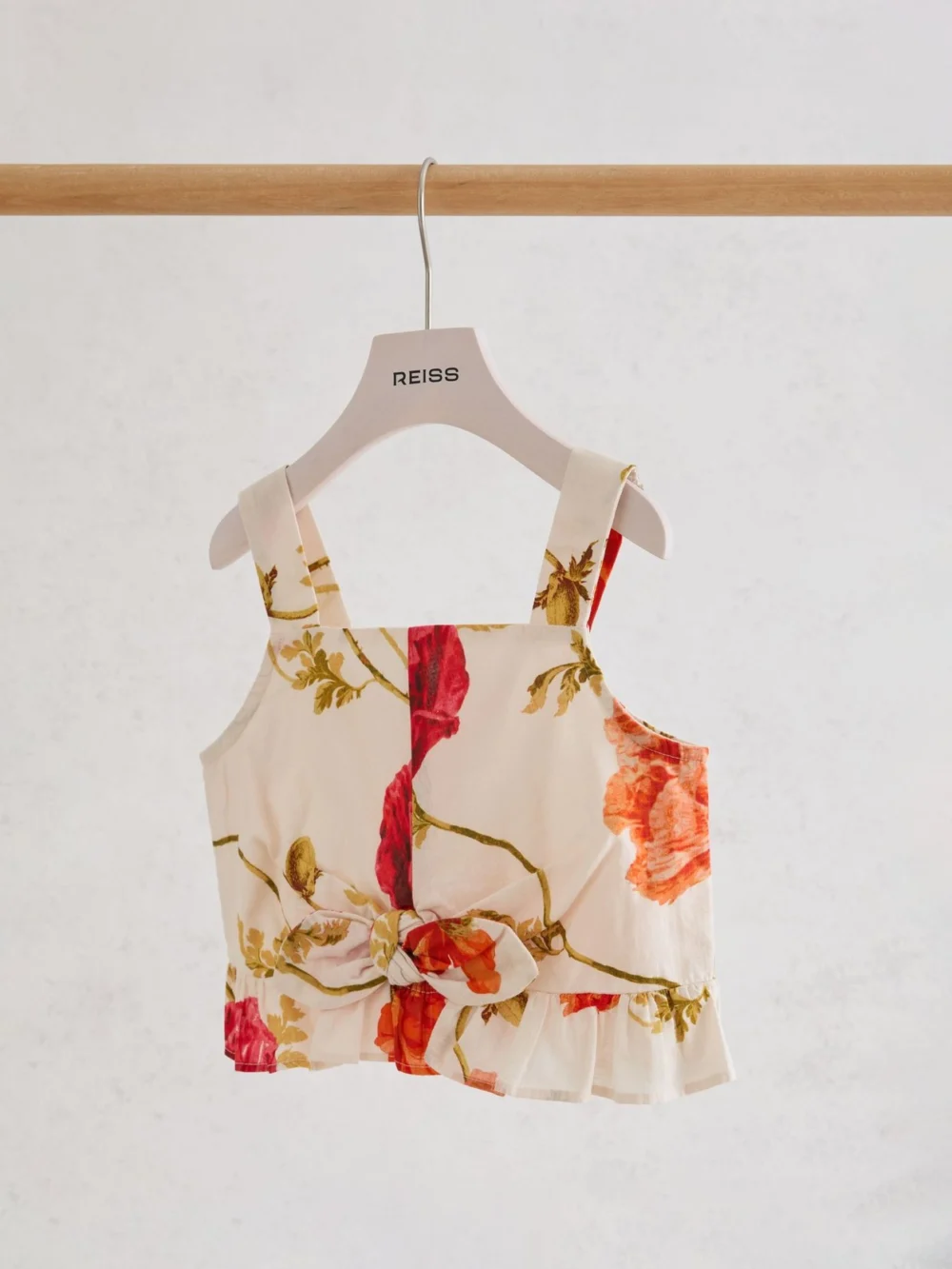 Reiss White Print 13-14 yrs Cotton Printed Crop Top,, view 2