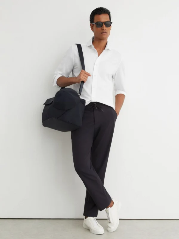 Reiss White R-flex Cotton-blend Stretch Jersey Shirt Slim-fit