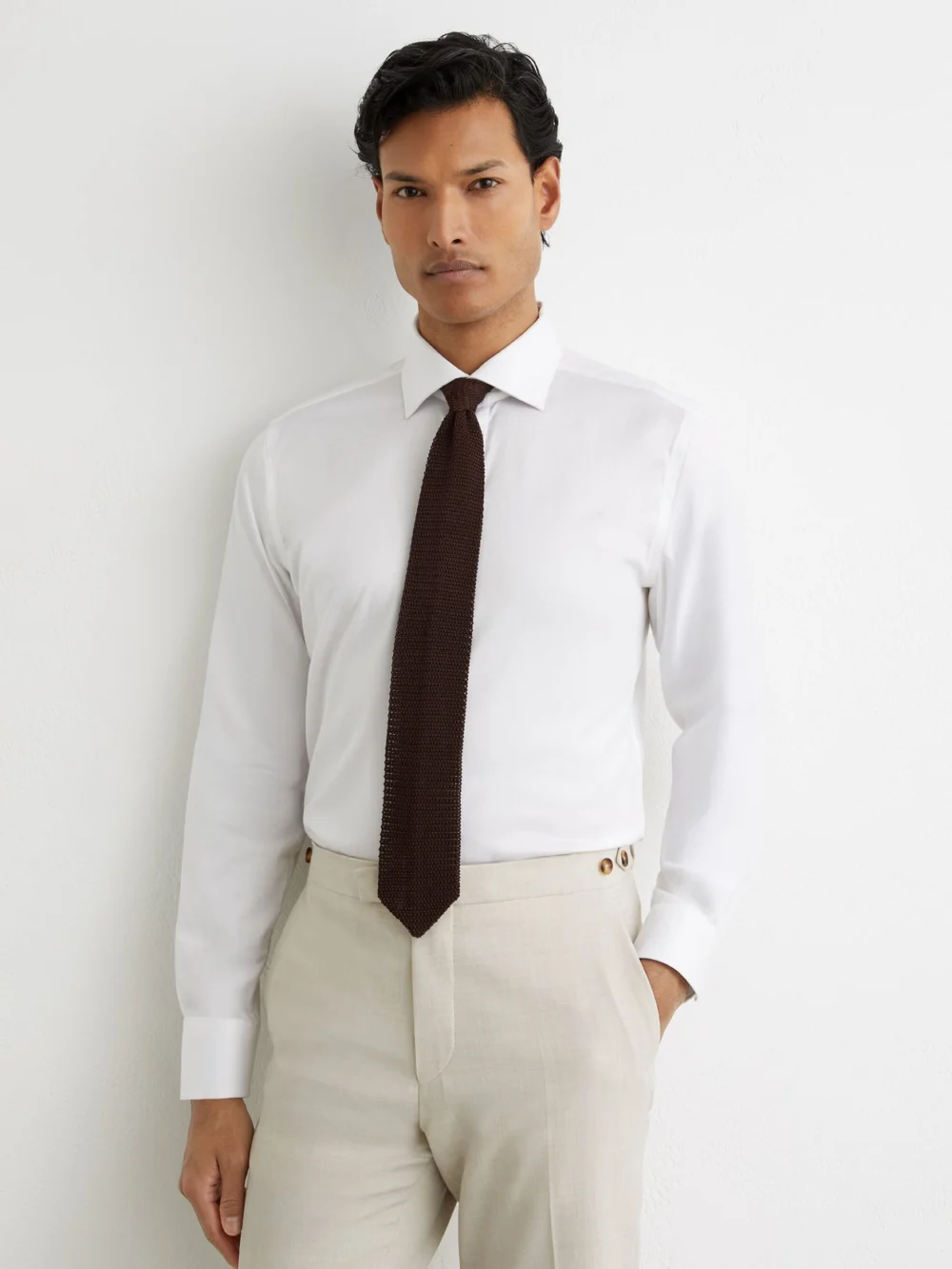 Reiss White Regular Fit Cotton-blend Stretch Shirt, view 6