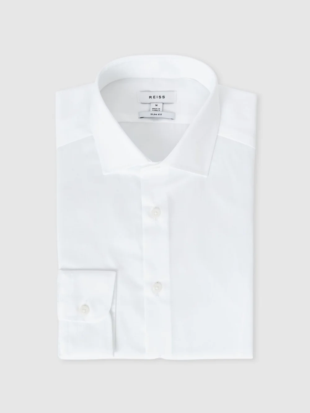 Reiss White Remote Fit Cotton-satin Cutaway-collar Shirt, view 2