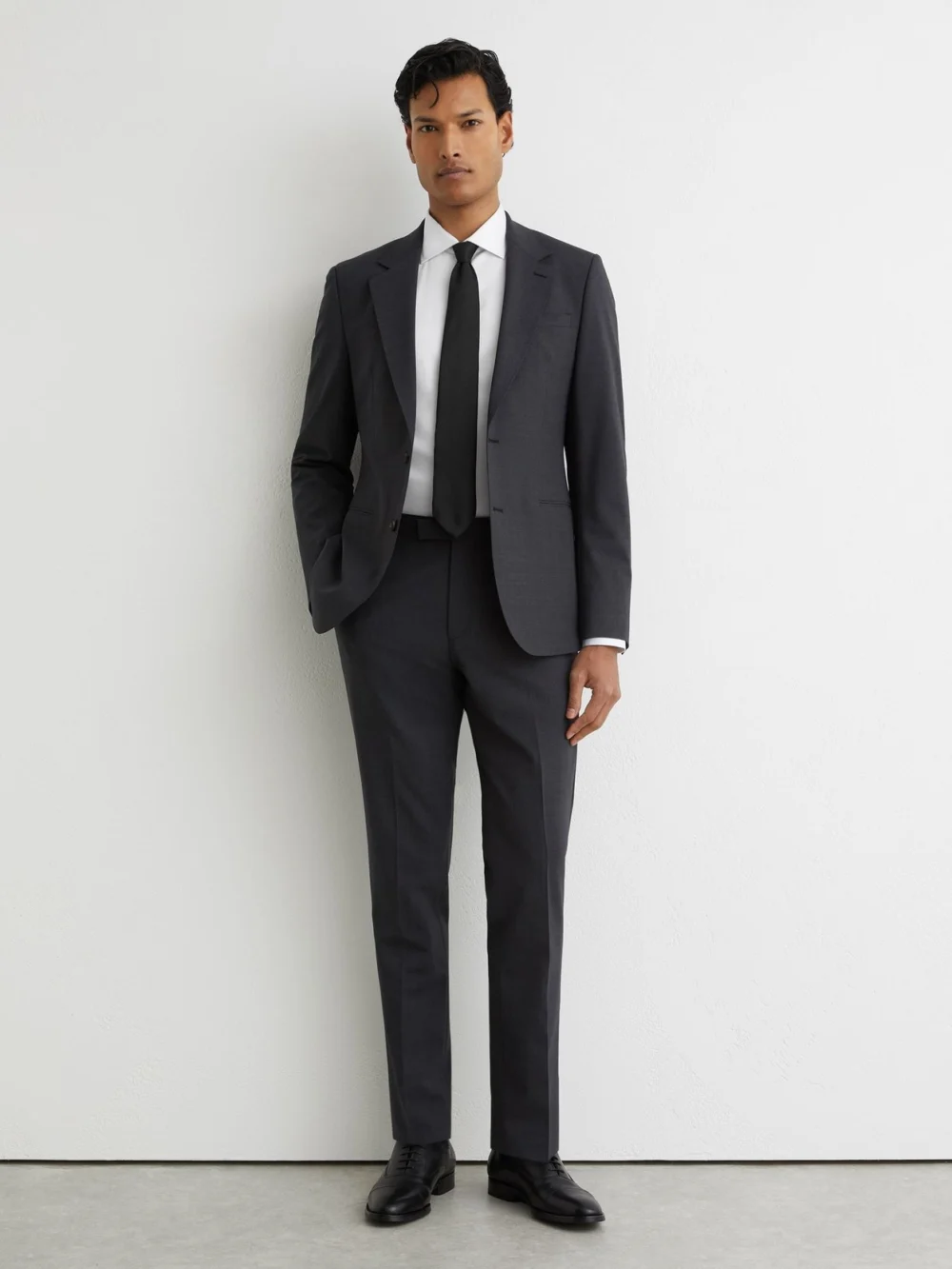 Reiss White Remote Fit Cotton-satin Cutaway-collar Shirt, view 3