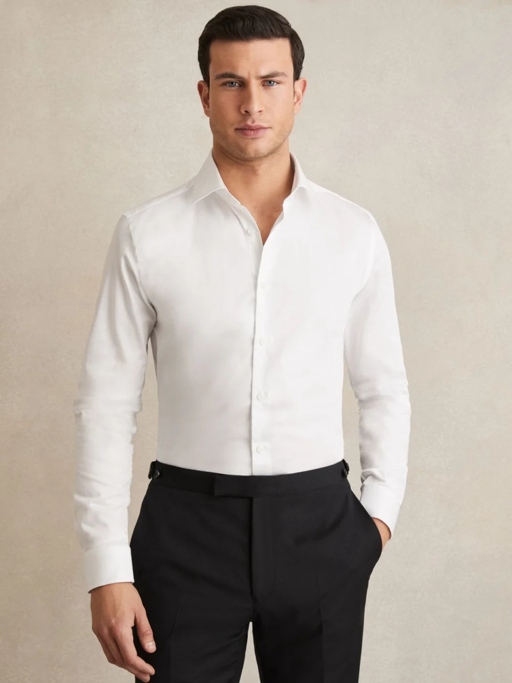 Reiss White Remote Fit Cotton-satin Cutaway-collar Shirt, view 5