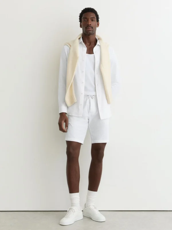 Reiss White Seersucker Drawstring Shorts