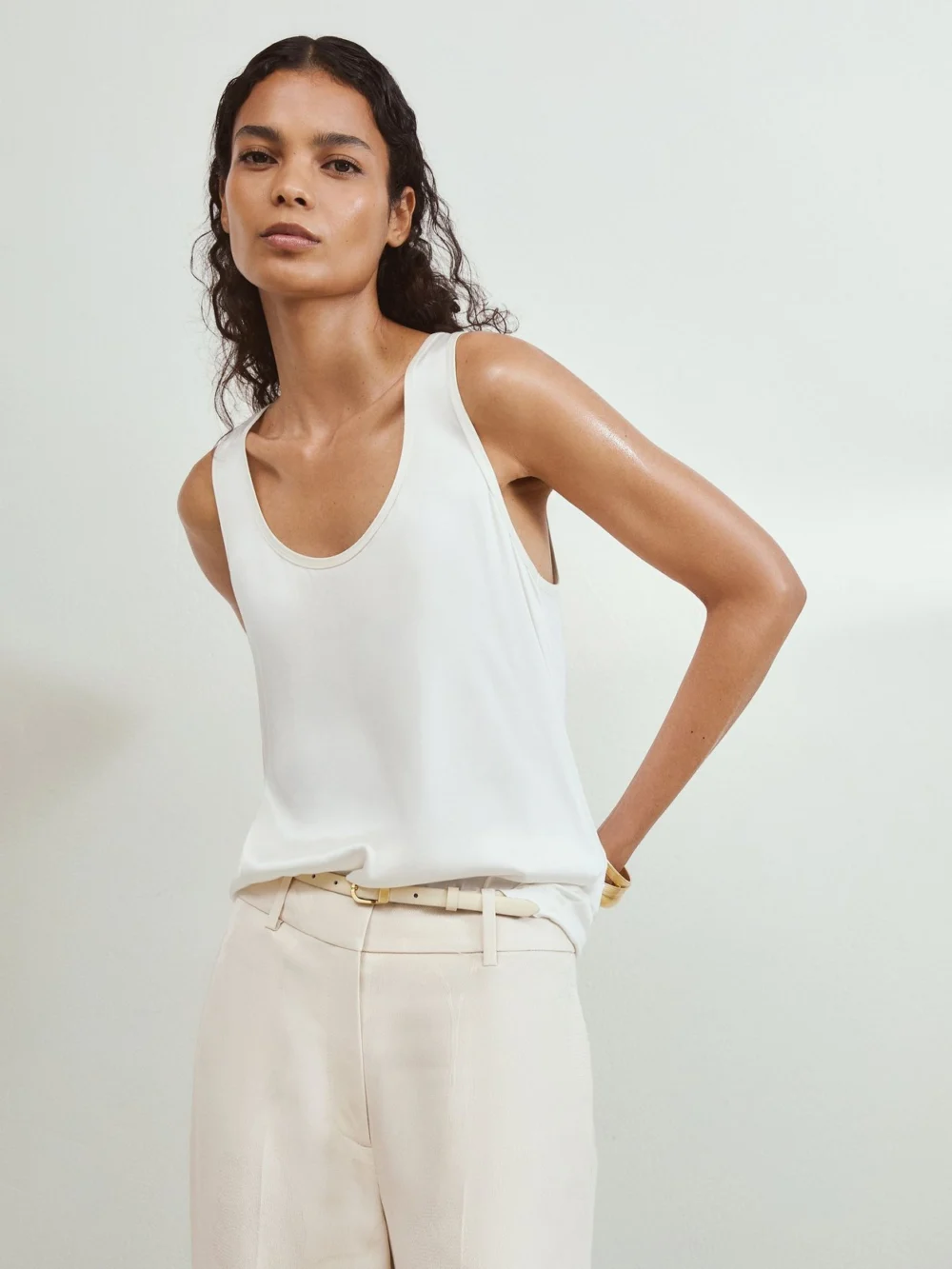 Reiss White Silk-front Vest
