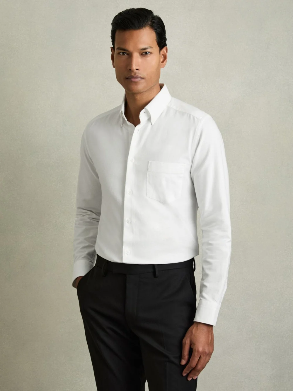 Reiss White Soft Wash Button Down Oxford Shirt, view 3