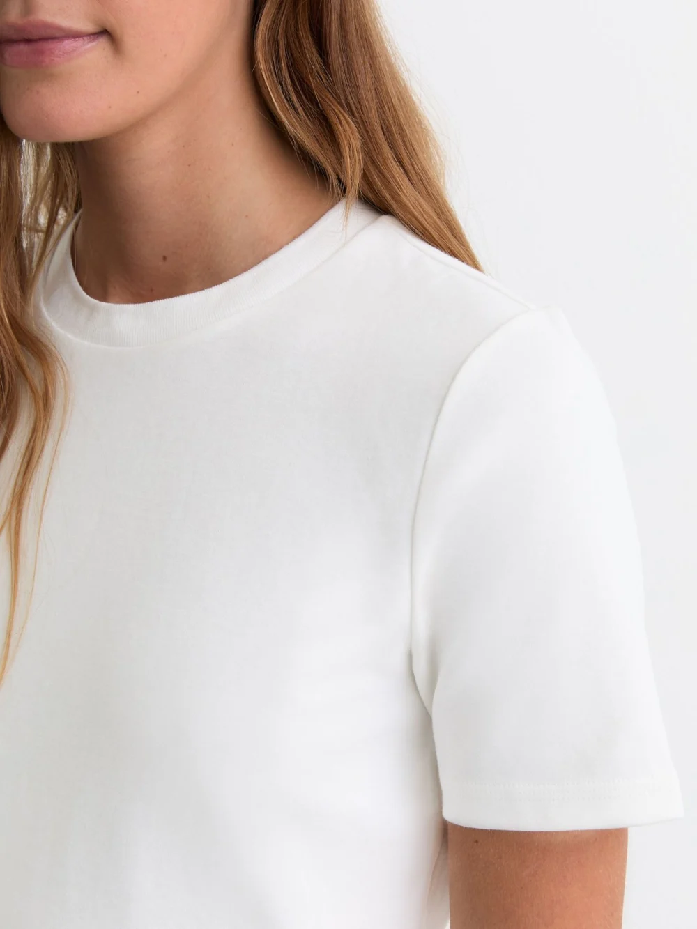 Reiss White Stretch-cotton Ribbed-neck T-shirt, view 4