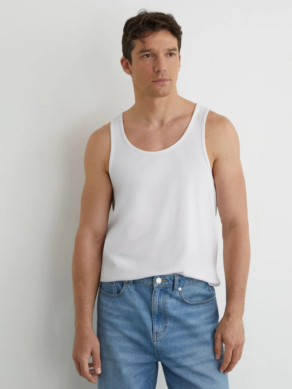 Reiss White Stretch-cotton Ribbed Vest