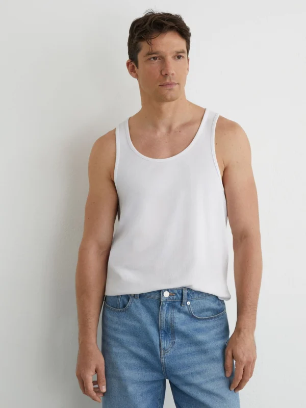 Reiss White Stretch-cotton Ribbed Vest