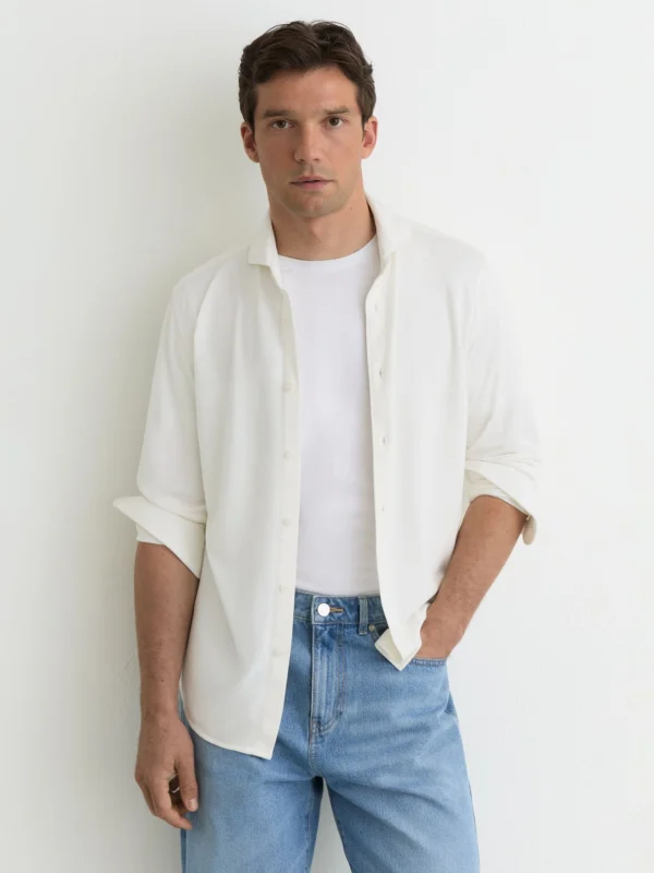 Reiss White Stretch- Cutaway-collar Shirt Regular-fit