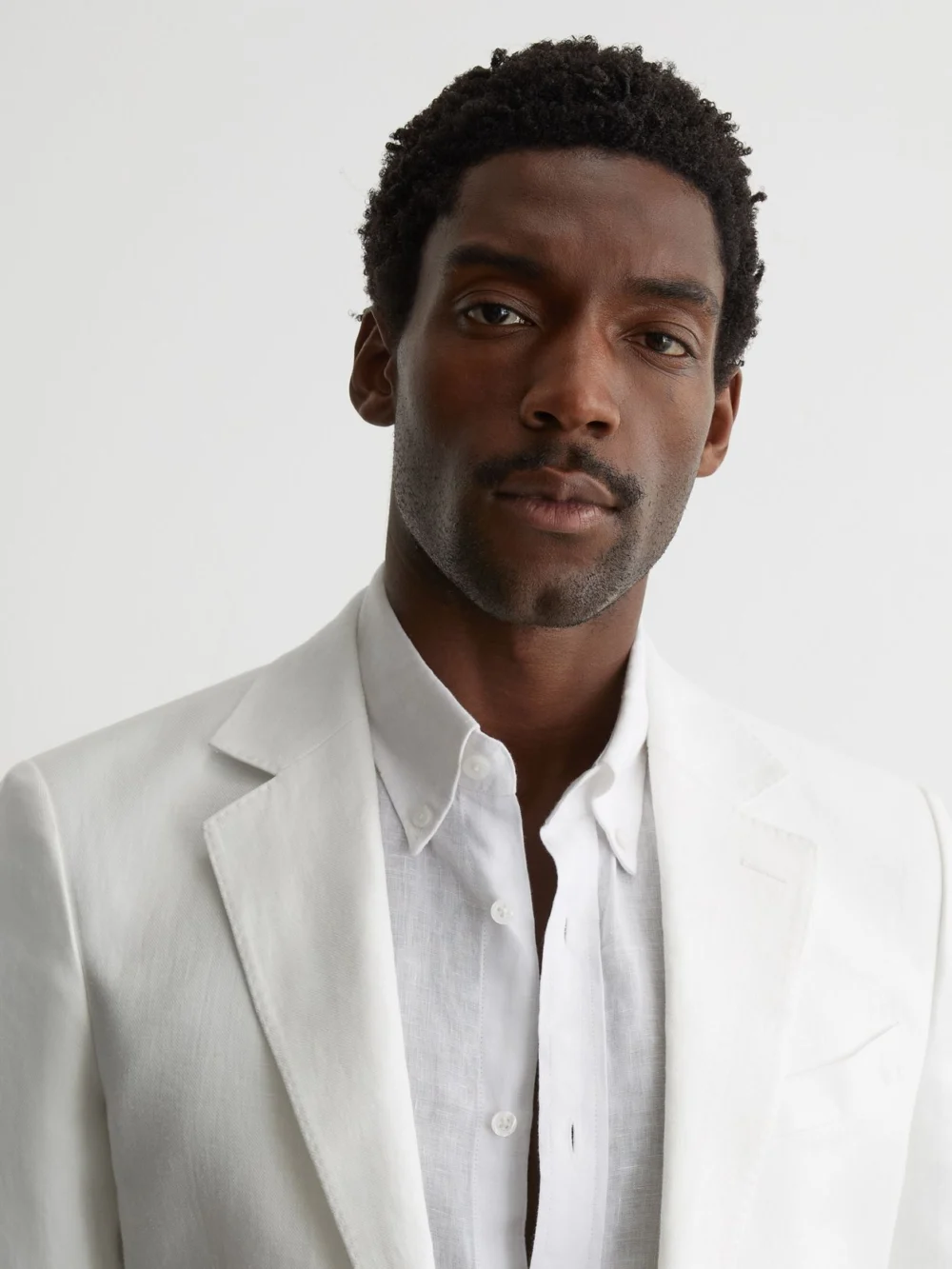 Reiss White Tailored Fit Linen-twill Single-breasted Blazer, view 4
