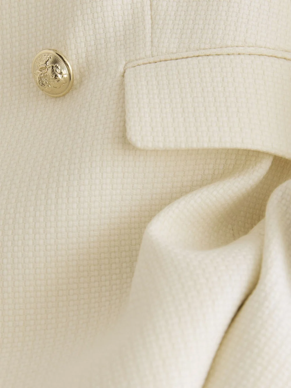 Reiss White Tailored Fit Textured Double Breasted Blazer, view 4