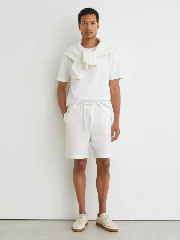 Reiss White Textured Drawstring Shorts
