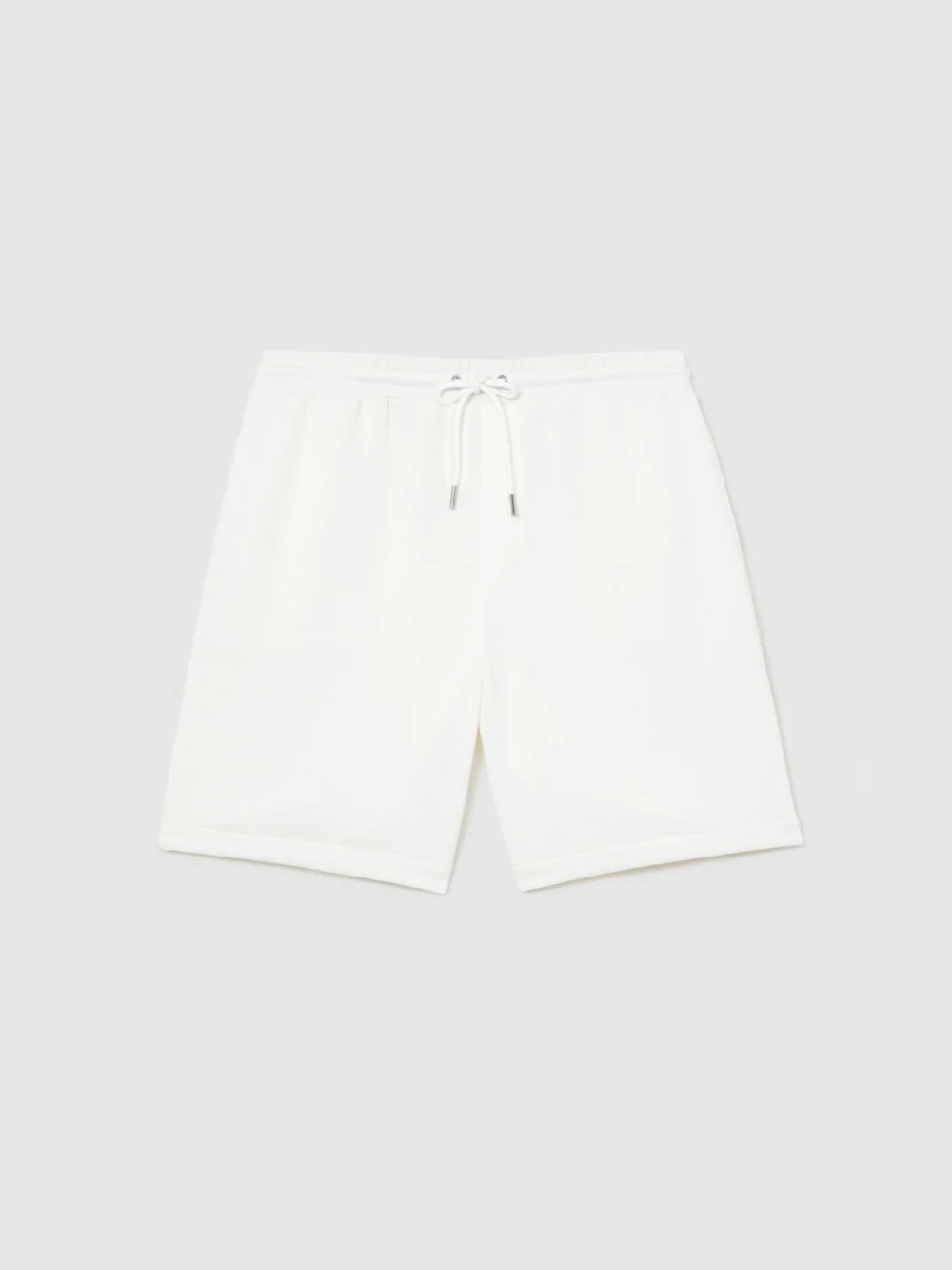 Reiss White Textured Drawstring Shorts, view 2