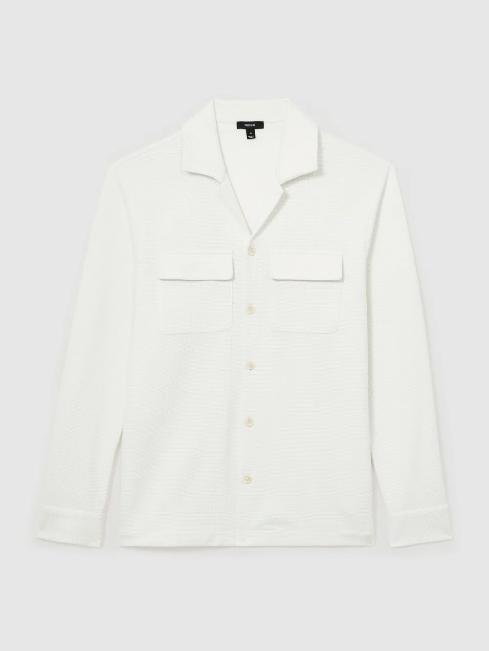 Reiss White Textured Twin-pocket Regular-fit Shirt, view 2